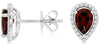 1.12CT DIAMOND & AAA GARNET 14K WHITE GOLD PEAR SHAPE & ROUND HALO STUD EARRINGS