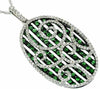 ESTATE 2.65CT DIAMOND & AAA GREEN GARNET 14K WHITE GOLD 3D OPEN FILIGREE PENDANT