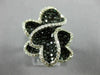 ESTATE LARGE 3.96CT WHITE & BLACK DIAMOND 14K WHITE GOLD MULTI HEART FLOWER RING