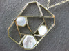 ESTATE .33CT DIAMOND & AAA MOTHER OF PEARL 14KT YELLOW GOLD HEXAGON FUN NECKLACE