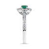 ESTATE .48CT DIAMOND & AAA EMERALD 18K WHITE GOLD ROUND FILIGREE ENGAGEMENT RING