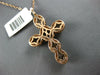 7.87CT BLACK DIAMOND & AAA SMOKY TOPAZ 14KT ROSE GOLD 3D FILIGREE CROSS PENDANT