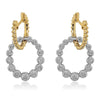 .71CT DIAMOND 18KT 2 TONE GOLD ROUND GRADUATING CIRCULAR MULTI BEAD FUN EARRINGS