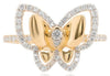 ESTATE .40CT DIAMOND 14KT YELLOW GOLD 3D CLASSIC ROUND BUTTERFLY FUN LOVE RING