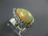 ANTIQUE LARGE 2.75CT DIAMOND & AAA OPAL 14KT WHITE GOLD 3D PEAR SHAPE RING #1049