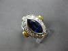 LARGE 3.19CT DIAMOND & AAA SAPPHIRE 18K 2 TONE GOLD 3D FLORAL ENGAGEMENT RING