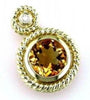 ESTATE 1.02CT DIAMOND & AAA CITRINE 14K YELLOW GOLD ROUND BEZEL CIRCULAR PENDANT