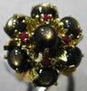 ANTIQUE LARGE 12.45CT AAA RUBY & STAR SAPPHIRE 14KT YELLOW GOLD 3D FLOWER RING
