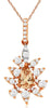 0.70CT DIAMOND & AAA MORGANITE 14KT ROSE GOLD PEAR SHAPE & ROUND FLOATING PENDANT