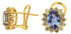 2.10CT DIAMOND & AAA TANZANITE 14KT YELLOW GOLD 3D OVAL & ROUND CLIP ON EARRINGS