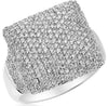 ESTATE LARGE 1.82CT DIAMOND 18KT WHITE GOLD 3D PAVE SQUARE FUN RING