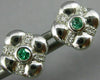 ESTATE .20CT DIAMOND & AAA EMERALD 14KT WHITE GOLD FLOWER SQUARE STUD EARRINGS