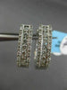 ESTATE .78CT DIAMOND 14KT WHITE GOLD ETOILE ELONGATED HOOP HUGGIE EARRINGS 4.5mm