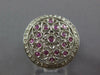 LARGE .80CT DIAMOND & AAA PINK SAPPHIRE 18K WHITE GOLD FLOWER FILIGREE LOVE RING
