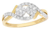 ESTATE .45CT DIAMOND 14KT 2 TONE GOLD 3D ROUND DOUBLE FLOWER INFINITY LOVE RING