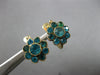 ANTIQUE 1.80CT AAA BLUE TOPAZ 14KT YELLOW GOLD 3D FLOWER HANGING EARRINGS #28301