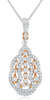 .65CT DIAMOND 18K WHITE & ROSE GOLD 3D FLORAL TEAR DROP CLUSTER FLOATING PENDANT