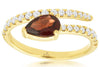 1.17CT DIAMOND & AAA GARNET 14KT YELLOW GOLD PEAR SHAPE & ROUND CRISS CROSS RING