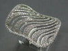 ESTATE EXTRA LARGE 1.94CT DIAMOND 14KT WHITE GOLD MULTI ROW RECTANGULAR FUN RING