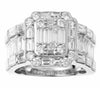EXTRA LARGE 4.18CT DIAMOND 18KT WHITE GOLD ROUND & BAGUETTE FRIENDSHIP LOVE RING