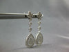 ESTATE .3CT DIAMOND 14KT WHITE GOLD 3D PAVE TEAR DROP FLOWER HANGING EARRINGS
