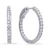 1.0CT DIAMOND 14KT WHITE GOLD 3D ROUND CLASSIC INSIDE OUT HOOP HANGING EARRINGS