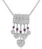 ESTATE .73CT DIAMOND & AAA RUBY 14KT WHITE GOLD 3D MULTI HEART FLOATING PENDANT