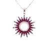 .91CT DIAMOND & AAA RUBY & PINK SAPPHIRE 18KT WHITE GOLD 3D SUNBURST FUN PENDANT