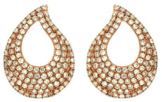 ESTATE .65CT DIAMOND 14KT ROSE GOLD 3D CLASSIC OPEN TEAR DROP HANGING EARRINGS