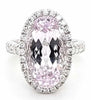 LARGE 11.47CT DIAMOND & AAA KUNZITE 18KT WHITE GOLD OVAL & ROUND ENGAGEMENT RING