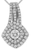 .70CT DIAMOND 14KT WHITE GOLD SOLITAIRE GEOMETRICAL DOUBLE HALO FLOATING PENDANT