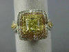 LARGE 2.05CT WHITE PINK & FANCY YELLOW DIAMOND 18K 2TONE GOLD 3D ENGAGEMENT RING