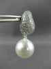 LARGE 2.50CT DIAMOND & AAA SOUTH SEA PEARLS 18K WHITE GOLD PAVE HANGING EARRINGS