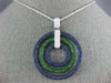 LARGE 4.32CT DIAMOND & AAA SAPPHIRE & TSAVORITE 18KT WHITE GOLD CIRCULAR PENDANT