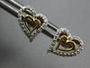 ESTATE .19CT DIAMOND 14KT 2 TONE GOLD 3D CLASSIC DOUBLE HEART LOVE STUD EARRINGS