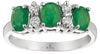 1.06CT DIAMOND & AAA EMERALD 14KT WHITE GOLD 3D OVAL & ROUND ANNIVERSARY RING