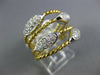 ESTATE LARGE .58CT DIAMOND 18KT 2 TONE GOLD 3D MULTI ROW OVAL PAVE ROPE FUN RING