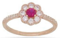 .50CT DIAMOND & AAA RUBY 14KT ROSE GOLD 3D CLASSIC FLOWER FILIGREE LOVE RING