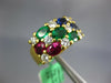 WIDE 2.91CT DIAMOND & AAA RUBY & SAPPHIRE & EMERALD 18KT YELLOW GOLD 3D FUN RING