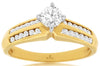 ESTATE .79CT DIAMOND 14KT YELLOW GOLD ROUND SOLITAIRE 2 ROW CHANNEL 4 PRONG RING