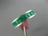 ESTATE 2.12CT AAA EMERALD 18K WHITE GOLD SEMI ETERNITY MILGRAIN ANNIVERSARY RING