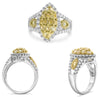 WIDE 1.96CT WHITE & FANCY YELLOW DIAMOND 18KT 2 TONE GOLD ROUND & OVAL FUN RING