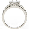 WIDE 1.40CT DIAMOND 18KT WHITE GOLD ROUND & PRINCESS ENGAGEMENT WEDDING RING SET