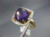 LARGE 8.95CT DIAMOND & AAA AMETHYST 14KT YELLOW GOLD 3D PYRAMID SQUARE FUN RING