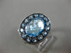 ESTATE LARGE 5.68CT DIAMOND & AAA BLUE TOPAZ 14KT WHTIE GOLD 3D DOUBLE HALO RING