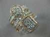 ESTATE LARGE 1.62CT ROUND & BAGUETTE DIAMOND 14KT YELLOW GOLD MULTI ROW FUN RING