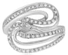 ESTATE WIDE .31CT DIAMOND 14KT WHITE GOLD DOUBLE TEAR DROP CRISS CROSS FUN RING
