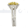 WIDE .96CT WHITE & FANCY YELLOW DIAMOND 18K 2 TONE GOLD MULTI SHAPE CLUSTER RING