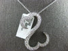 ESTATE 1.36CT DIAMOND 14K WHITE GOLD DOUBLE HEART INFINITY LOVE FLOATING PENDANT