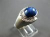 4.6CT DIAMOND & AAA STAR SAPPHIRE 14KT WHITE GOLD MATTE & SHINY MENS RING #27687